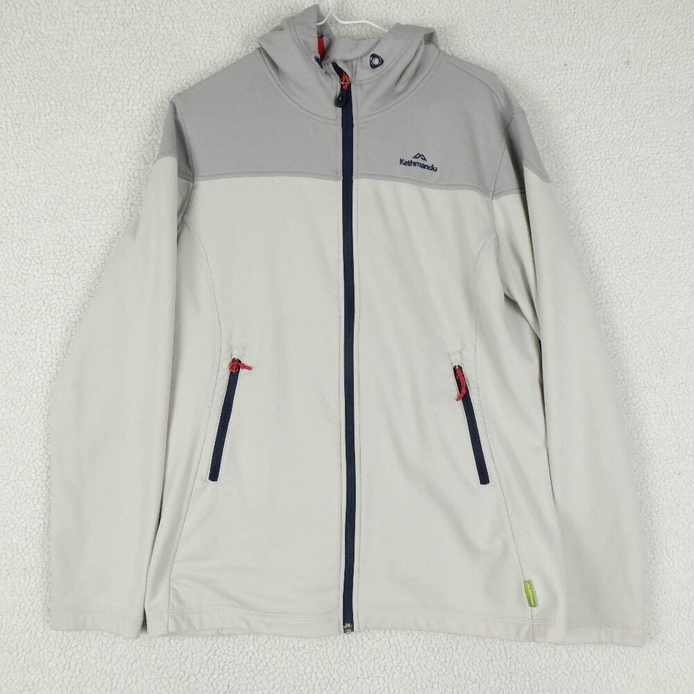 Kathmandu Jacket Womens 12 Gray Full Zip Lightweight Hooded Zip Pockets Outdoor